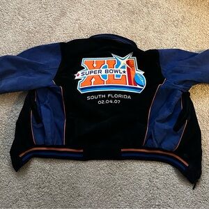 Blue and Black Varsity Bomber with Bold Back Patch